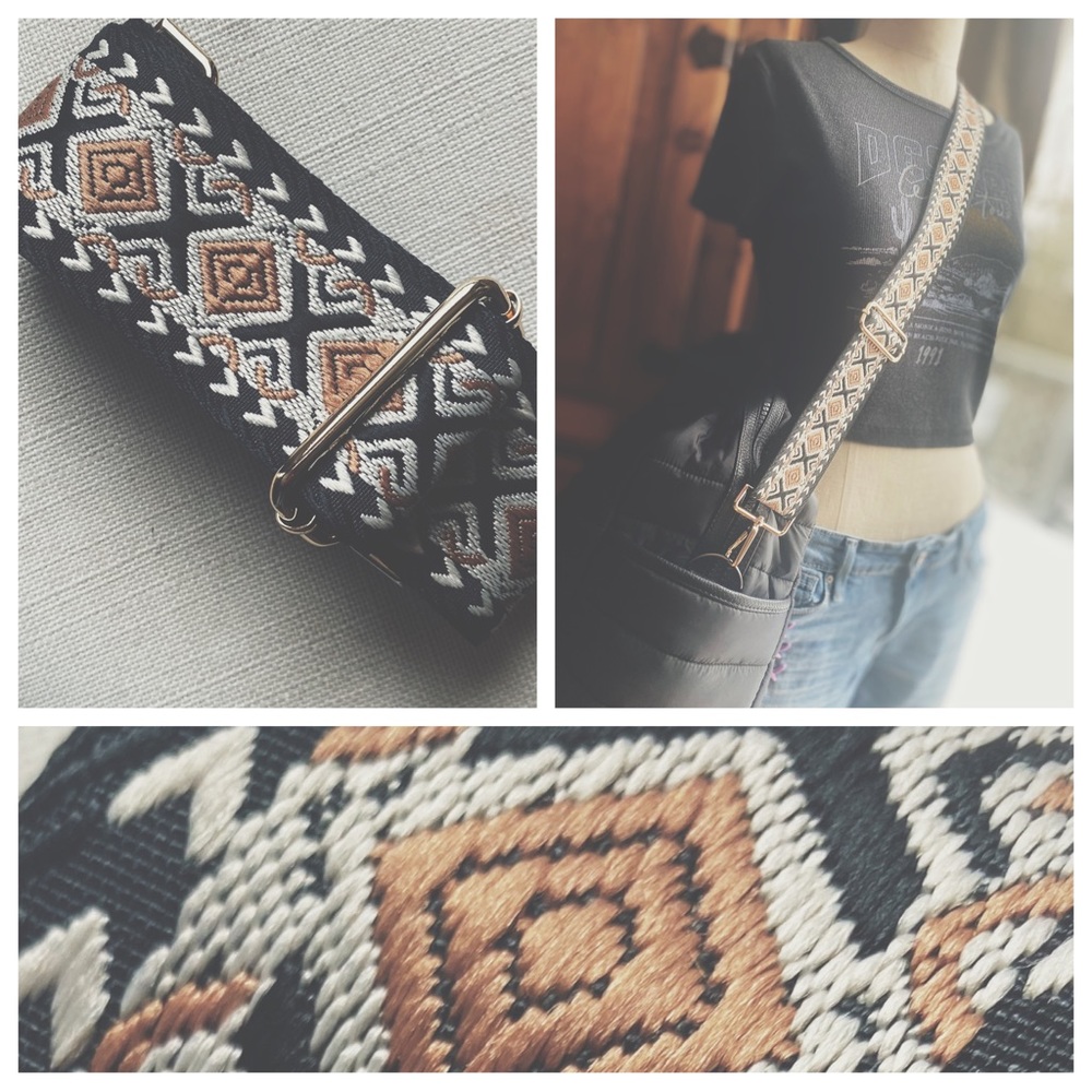 In Fashion Black and Brown Crossbody Strap